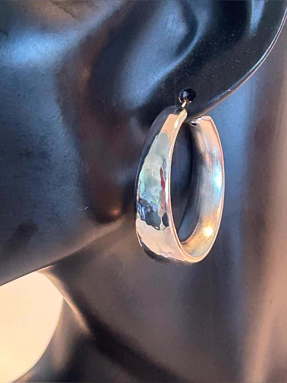 White Bronze Textured Hoops